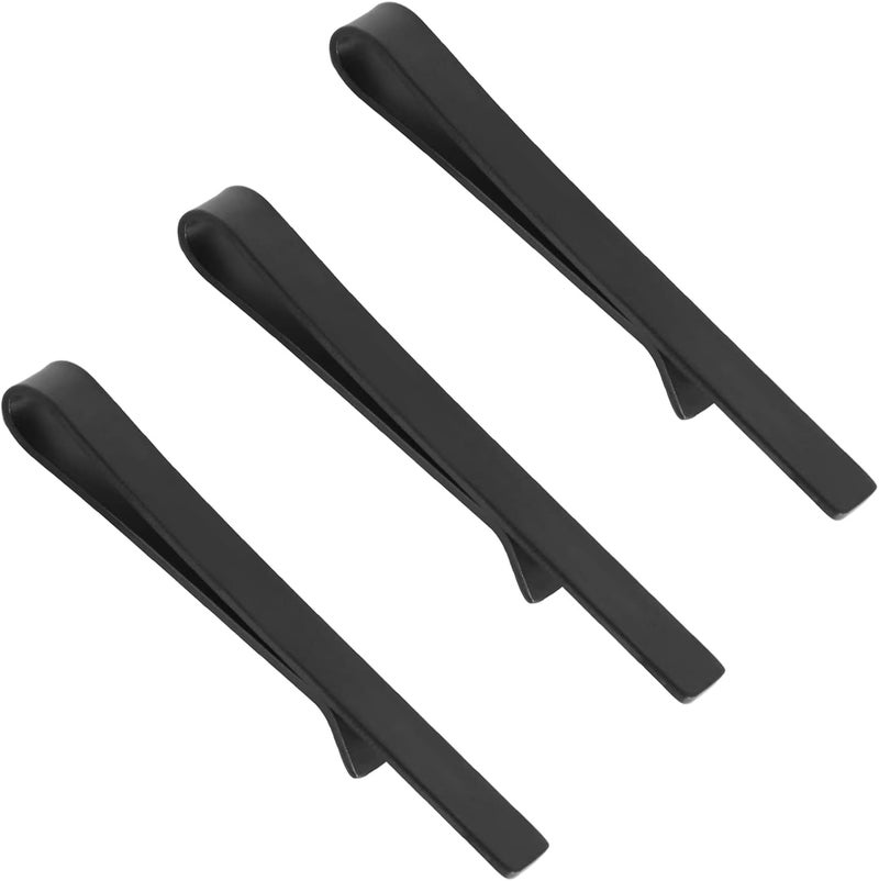 Roctee Skinny Tie Clip, 3 Pack Tie Bar Tie Clips For Men Low-Key Matte Black Elegant Necktie Pinch Clips For Business Meeting Graduation Ceremony Wedding Anniversary Party - Image 1